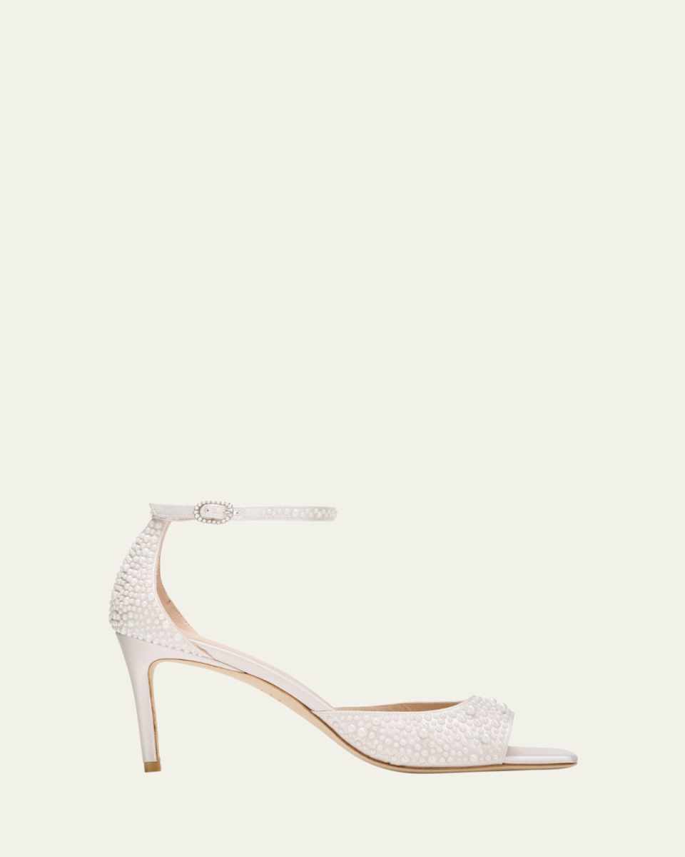 Bliss Pearly Satin Ankle-Strap Sandals